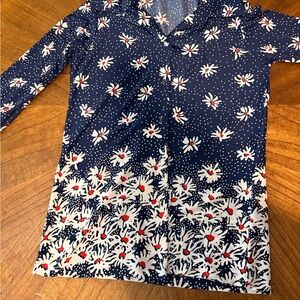 Vintage Fortrel Navy blue floral button up